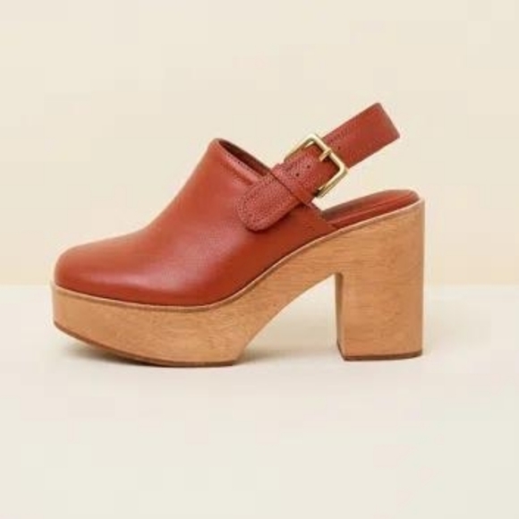 Charlotte Stone Shoes - Charlotte Stone Leather Platform Mules - Rust